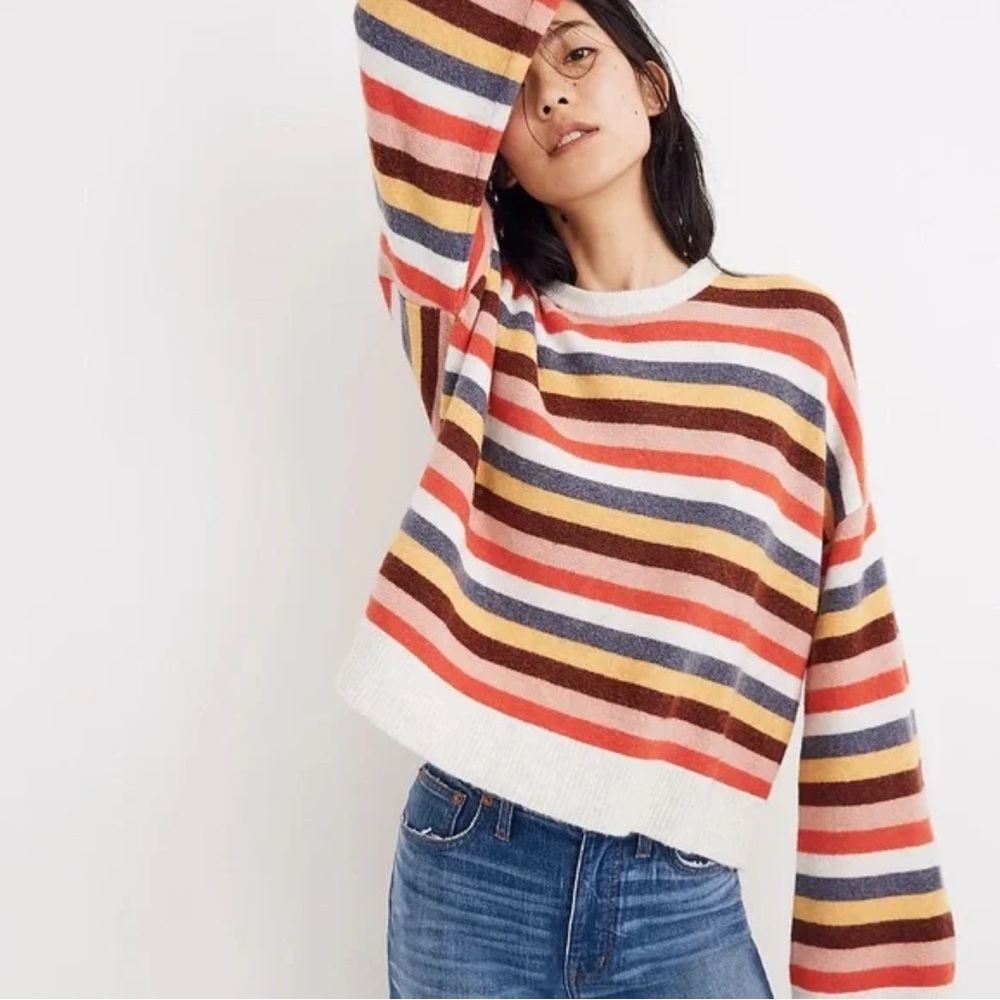 Madewell Colorful Striped Crew Neck Sweater